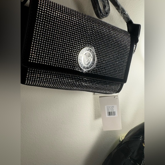 Valentino Orlandi Rhinestone crossbody vegan leather silver tone hardware NWT - Picture 6 of 14